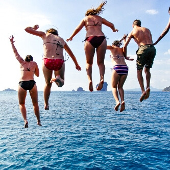 Students Jumping Into The Ocean - South East Asia Gap Year | Pacific Discovery